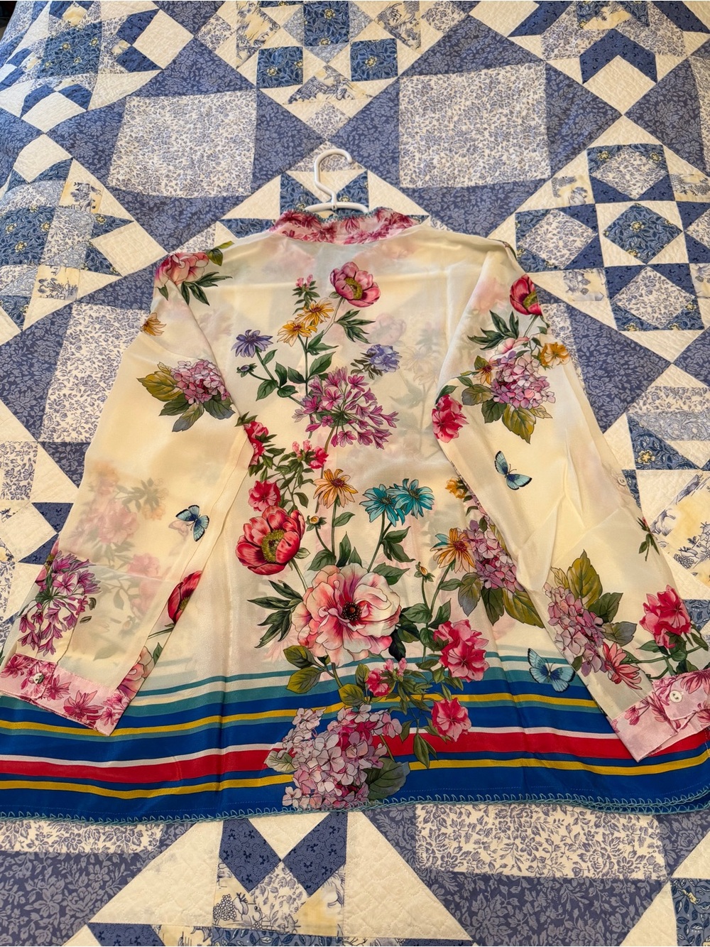 NWT Johnny Was Wilton Silk Blouse Floral Boho Top Pink Size L New